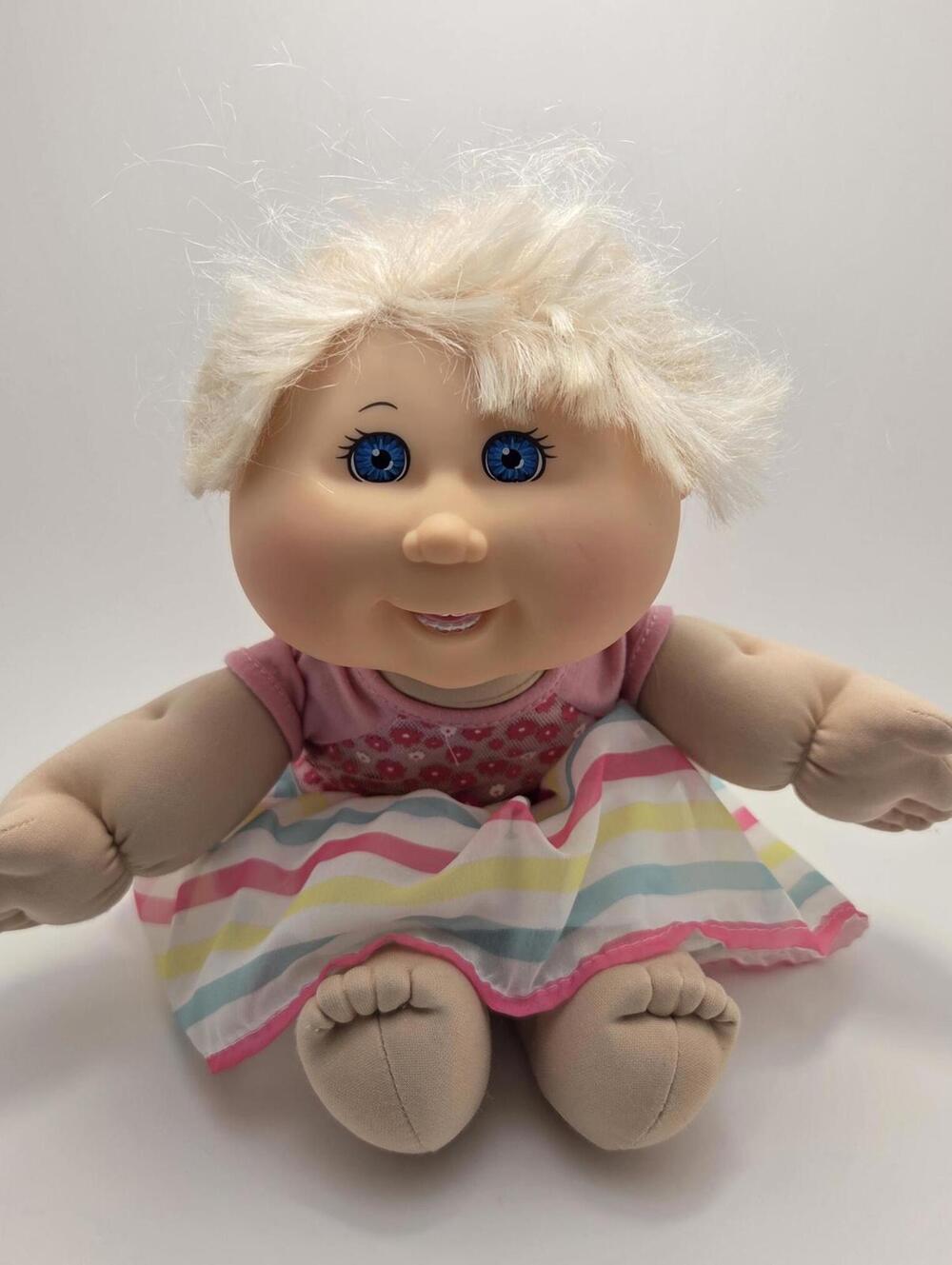 Vintage Cabbage Patch Doll, Blonde Hair Ponytail, Flower Shirt, Braces (10 inch)